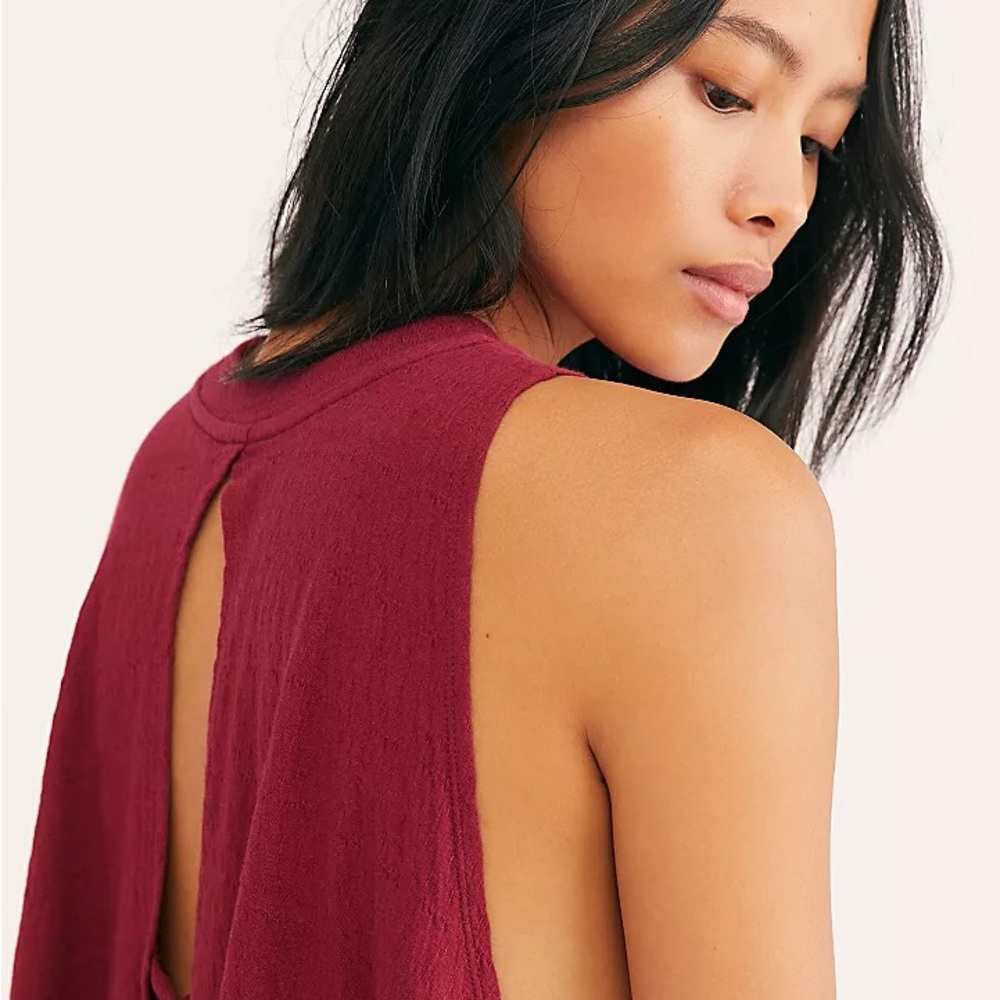 Free People Right On Time Burgundy/ Wine Oversized Tunic Top Size Small - Picture 3 of 13
